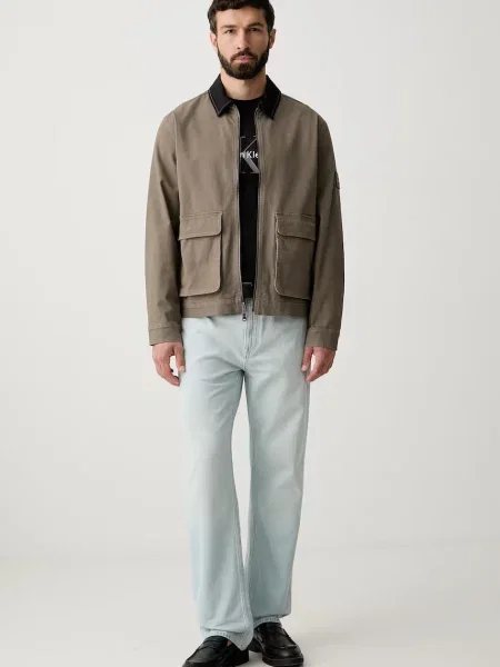 Calvin Klein Jeans μεταβατικό μπουφάν ανδρικό με καφέ