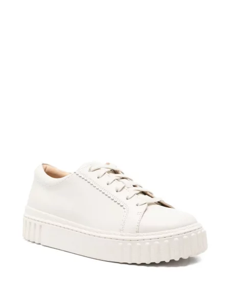 Sneakerși Clarks cu șireturi cu platformă din dantelă alb