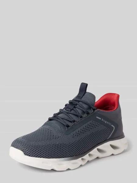 Sneakersy sznurowane z detalem z logo model ‘Caraway’ Bugatti granatowe