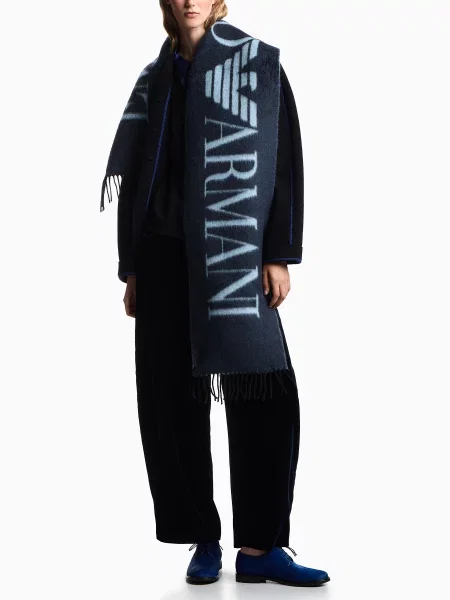 Emporio Armani Шарф Вовна/акрил синій