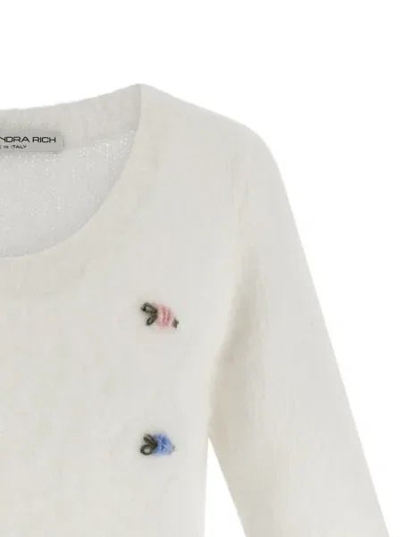 Pulover Alessandra Rich cu broderie alb