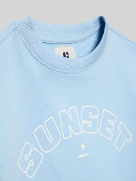 T-shirt o krótkim kroju z nadrukiem z logo Garcia błękitna
