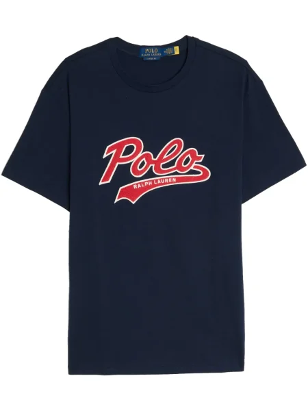 Haftowane сhinosy Polo Ralph Lauren z twillu do biegania niebieskie