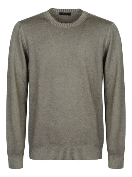 Pulover Fay de lână cu decolteu rotund verde