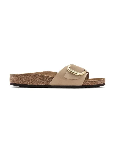 Nubukové šľapky Birkenstock Madrid Big Buckle béžová