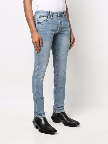 Skinny džíny Philipp Plein s nízkým pasem modré
