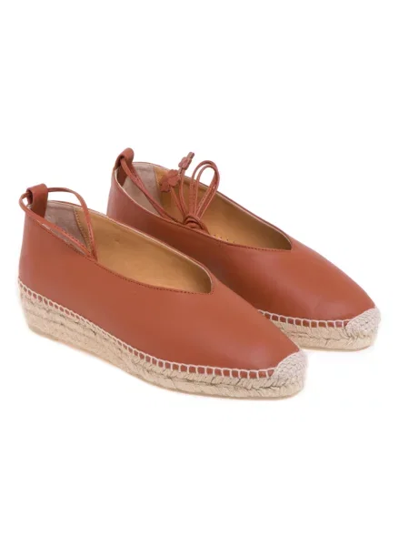 Espadryle Castaner skórzane na koturnie brązowe