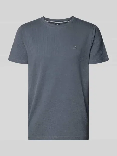 T-shirt z fakturowanym wzorem i wyhaftowanym logo Lerros