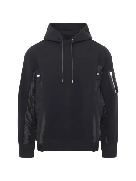 Hanorac cu glugă Sacai din țesătură twill negru