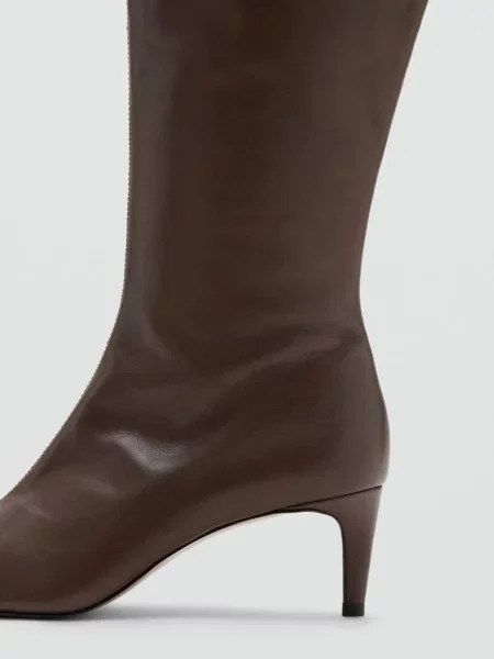 Kozaki na ze skóry khaki Kobieta 40 MANGO
