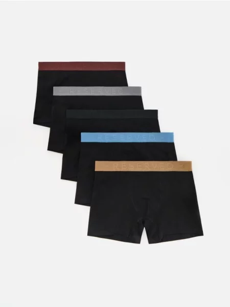 Reserved Set de 5 perechi de boxeri long negru