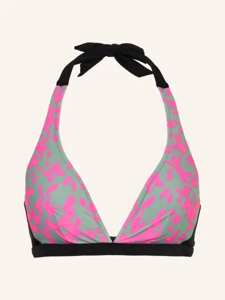 Fire+Ice Bikiny S Vázáním Za Krkem zelená / neonově růžová černá