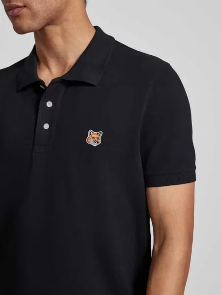 Koszulka polo z aplikacje z motywem Maison Kitsune czarna