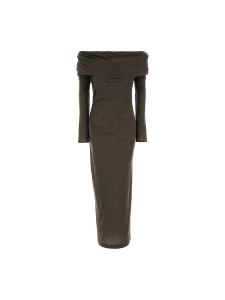 Sukienka midi Entire Studios wełniana do kolan garniturowa brązowa