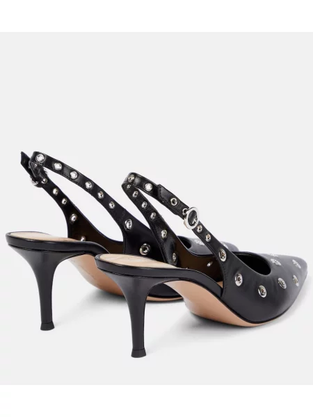 Pantofi cu toc Gianvito Rossi din piele slingback negru
