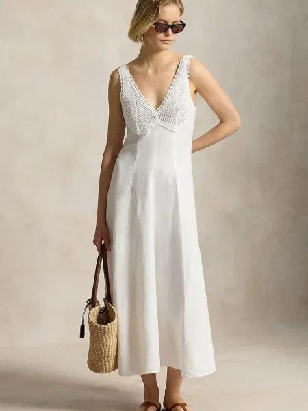 Polo Ralph Lauren sukienka letnia lniana biała
