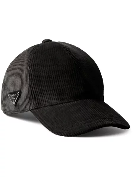 Șapcă Prada de catifea cord negru