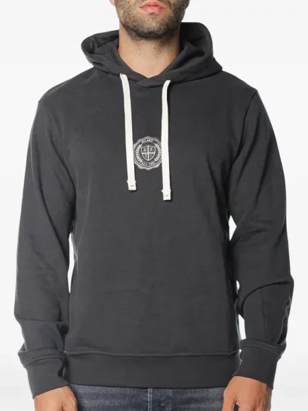 Hanorac cu glugă Armani Exchange cu autograf cu cordon gri