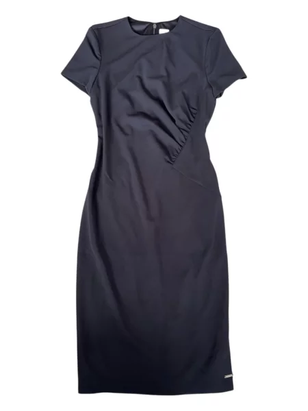 Rochie midi Calvin Klein cu decolteu rotund până la genunchi de costum negru