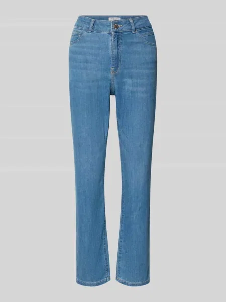 Jeansy ze skróconą nogawką o kroju slim fit z wpuszczanymi Christian Berg Woman niebieskie