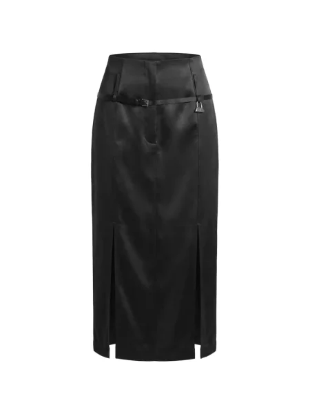 Cu centură fustă midi Grace Ling negru