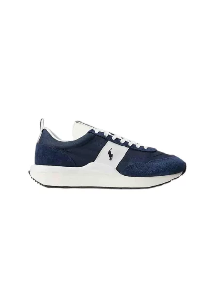 Sneakersy Polo Ralph Lauren z logo skórzane niebieskie