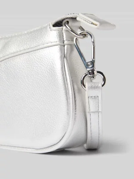 Torba na ramię z aplikacją z logo model ‘ELLY’ Valentino Bags srebrna