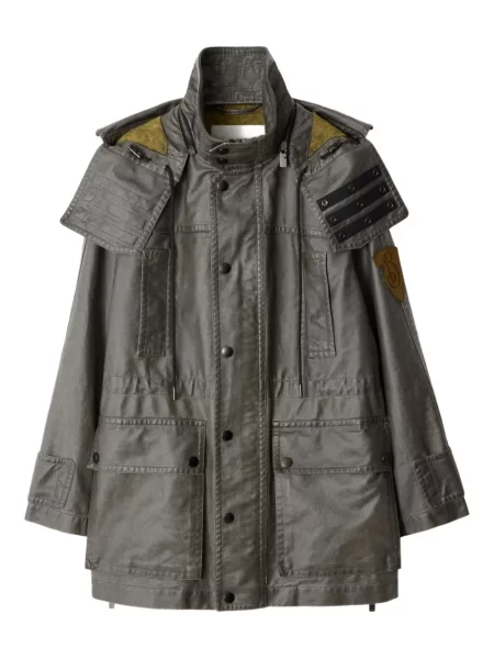 Parka Burberry z kapturem zielona