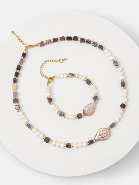 Колие и гривна Answear Lab виолетово