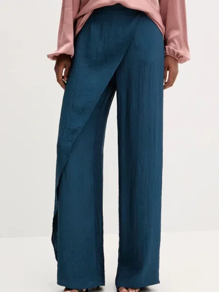 MAX&Co. pantaloni lat high waist turcoaz