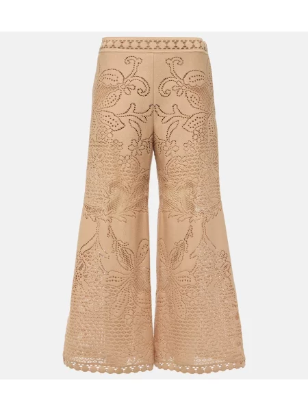 Pantaloni Valentino din dantelă roz