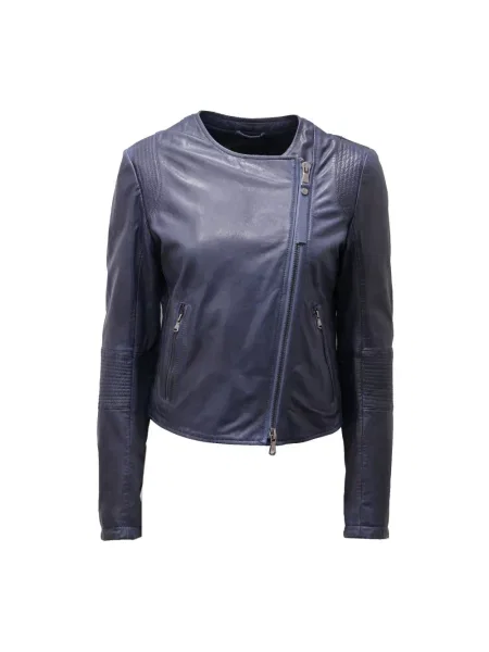 Kurtka skórzana Armani niebieska