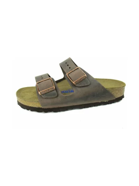 Klapki Birkenstock skórzane brązowe