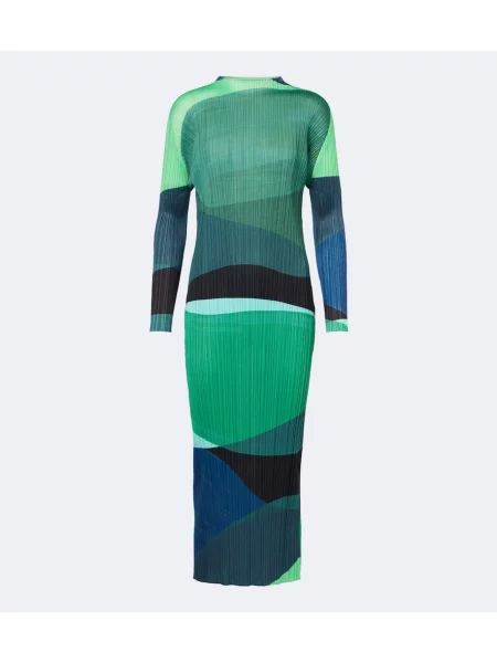 Midi šaty Pleats Please Issey Miyake zelená