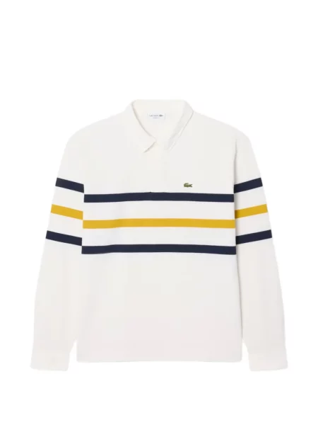 Tricou polo Lacoste cu dungi alb