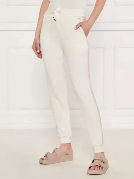 BOSS BLACK Pantaloni de trening Monogram_Pants Cuff cu adaos de mătase negru