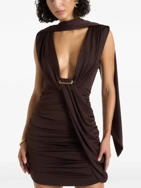Rochie mini Manière De Voir cu volane maro