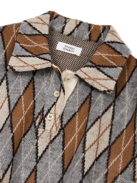 Polo Studio Tomboy cu model argyle gri