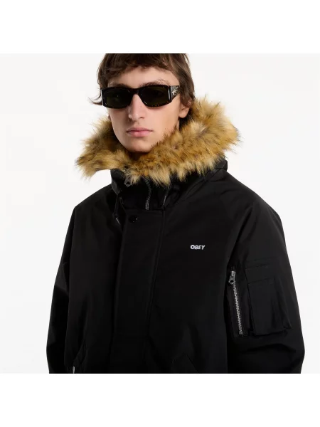 Jachetă Obey Short Parka Black L negru