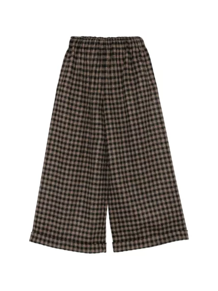 Pantaloni Daniela Gregis de lână în carouri maro