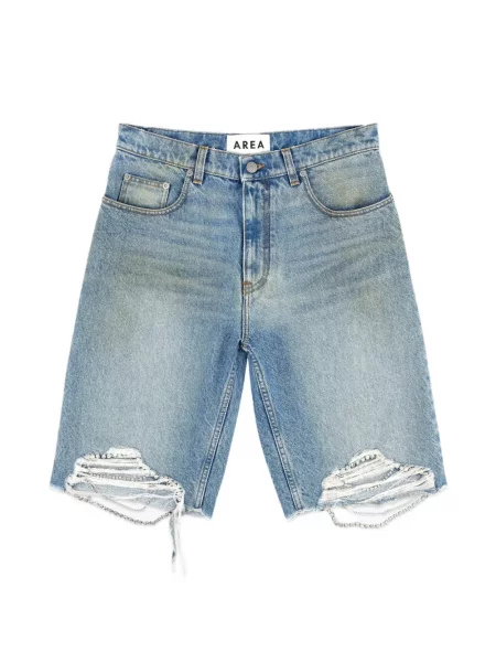 Pantaloni scurți din denim Area zdrențuiți albastru