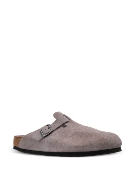 Saboți Birkenstock din piele de căprioară gri