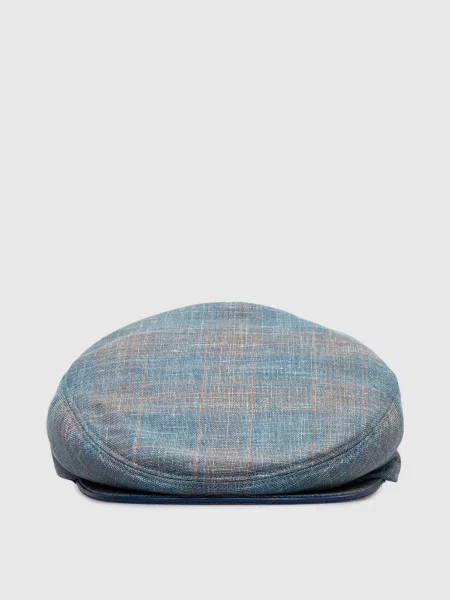 Шерстяная клетчатая кепка Stefano Ricci голубая
