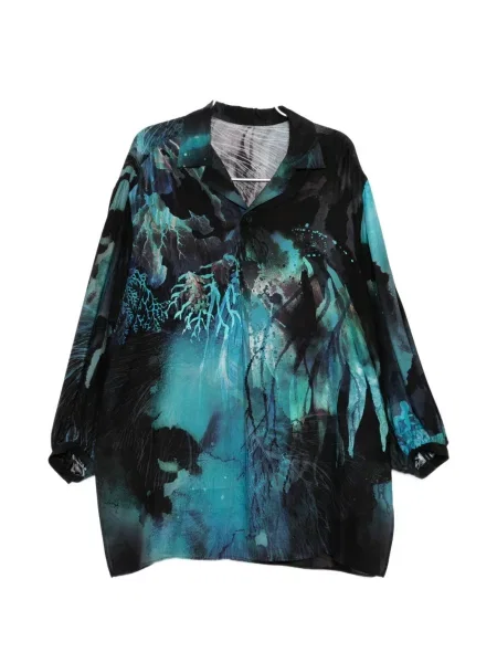 Gulerat cămașă Yohji Yamamoto cu imagine negru