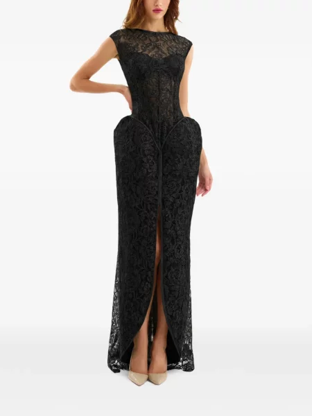 Rochie maxi Gemy Maalouf din dantelă negru
