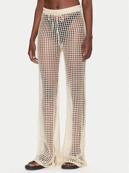 Guess Pantaloni palazzo Écru Palazzo Fit negru