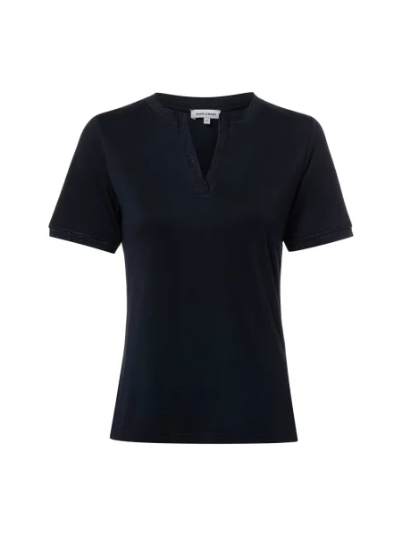 T-shirt z dekoltem w serek More & More granatowa