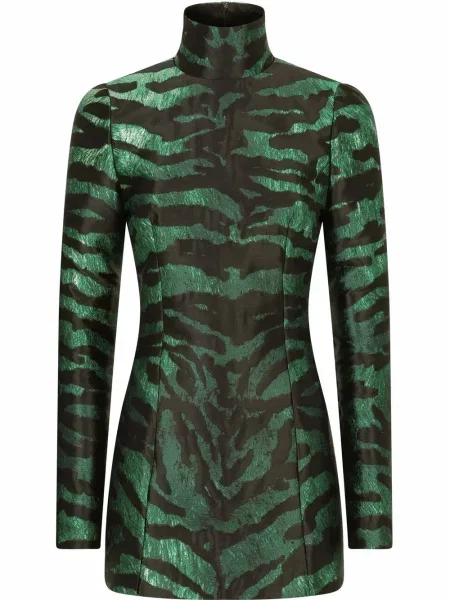 Rochie Dolce & Gabbana cu imagine din jacard cu dungi de tigru negru