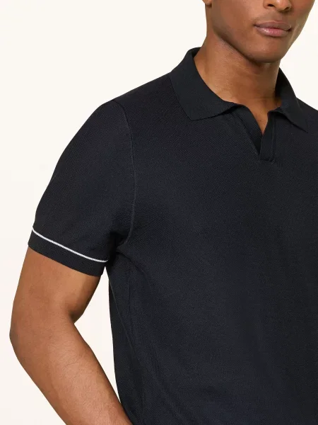 Dzianinowa koszulka polo Boss niebieska