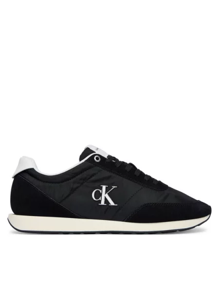 Calvin Klein Sneakers tornacipő RETRO bőr hozzáadásával fekete